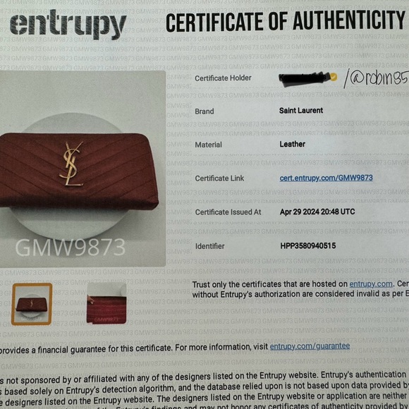 SAINT LAURENT ♡ YSL ♡ Leather Chevron Monogram Zippy Wallet ♡ COA ♡ Red ⁉️ - Picture 15 of 15